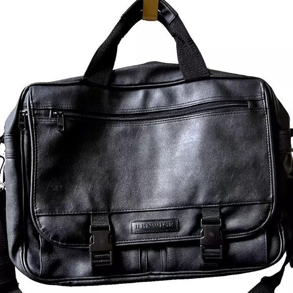 Renwick-Men's - Black- Soft Leather Briefcase-Multiple Compartments - Picture 10 of 10